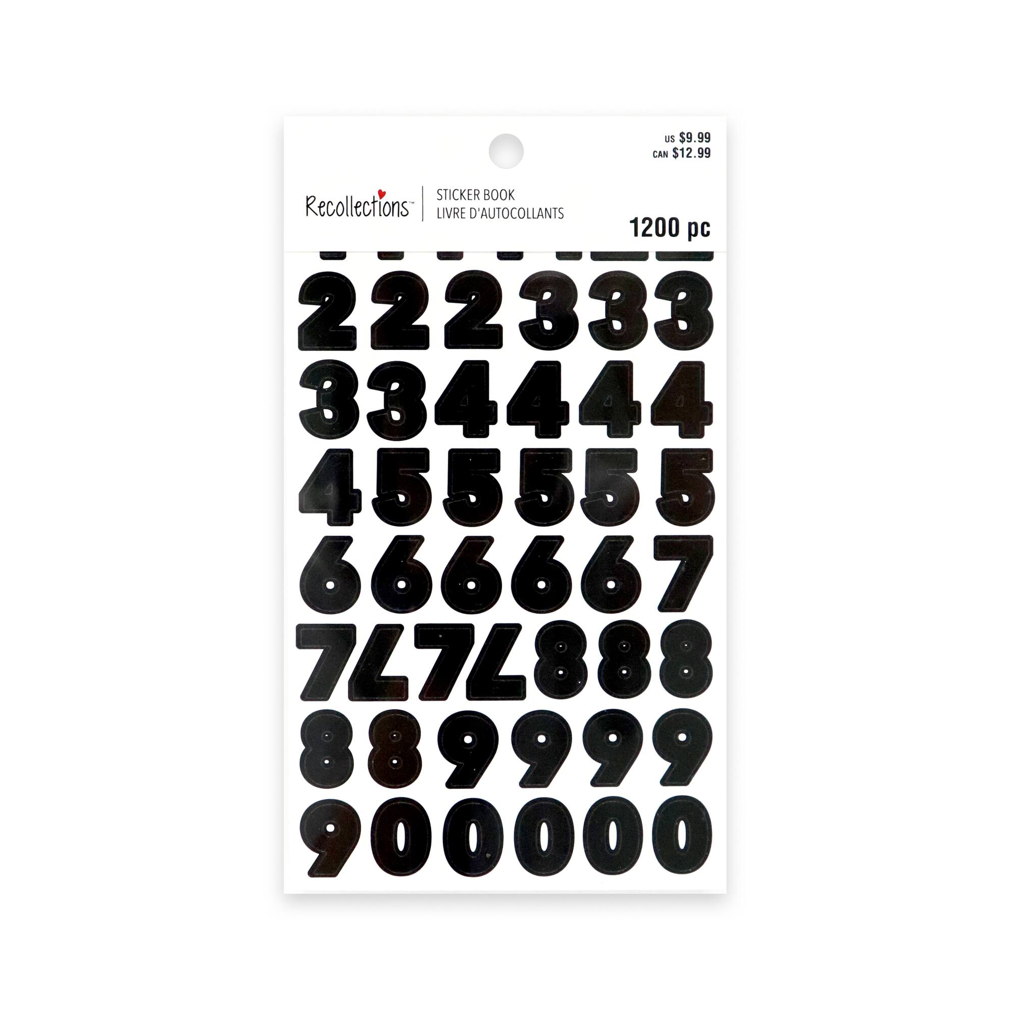 Black, Gold, Silver & White Block Number Stickers by Recollections™